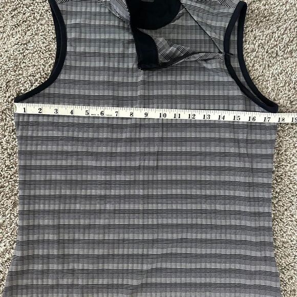 Greg Norman Collection Grey and Black Striped Polo Shirt Zippered Collar - Picture 3 of 4